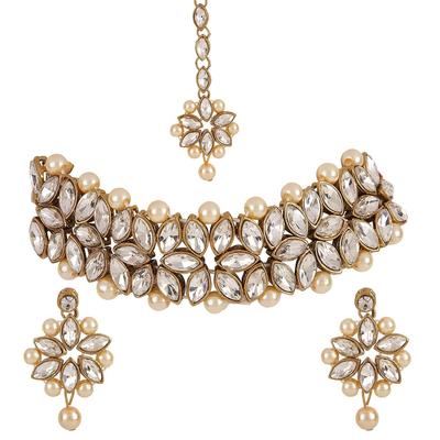 Dernier Design de Choker Ensemble de Bijoux Collier Traditionnel Kundan Antique pour Femmes