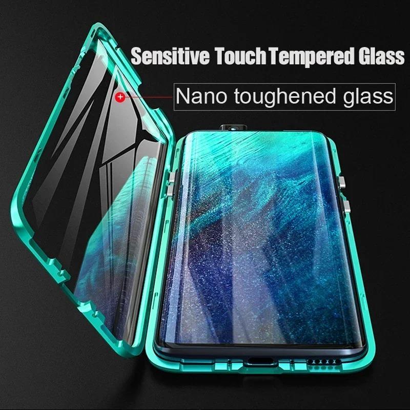 Plně ochranný kovový magnetický kryt pro Samsung A57/37/17/56/36/26/16/55/35/25 S26 ULtra s25 plus s24 Oboustranný skleněný kryt