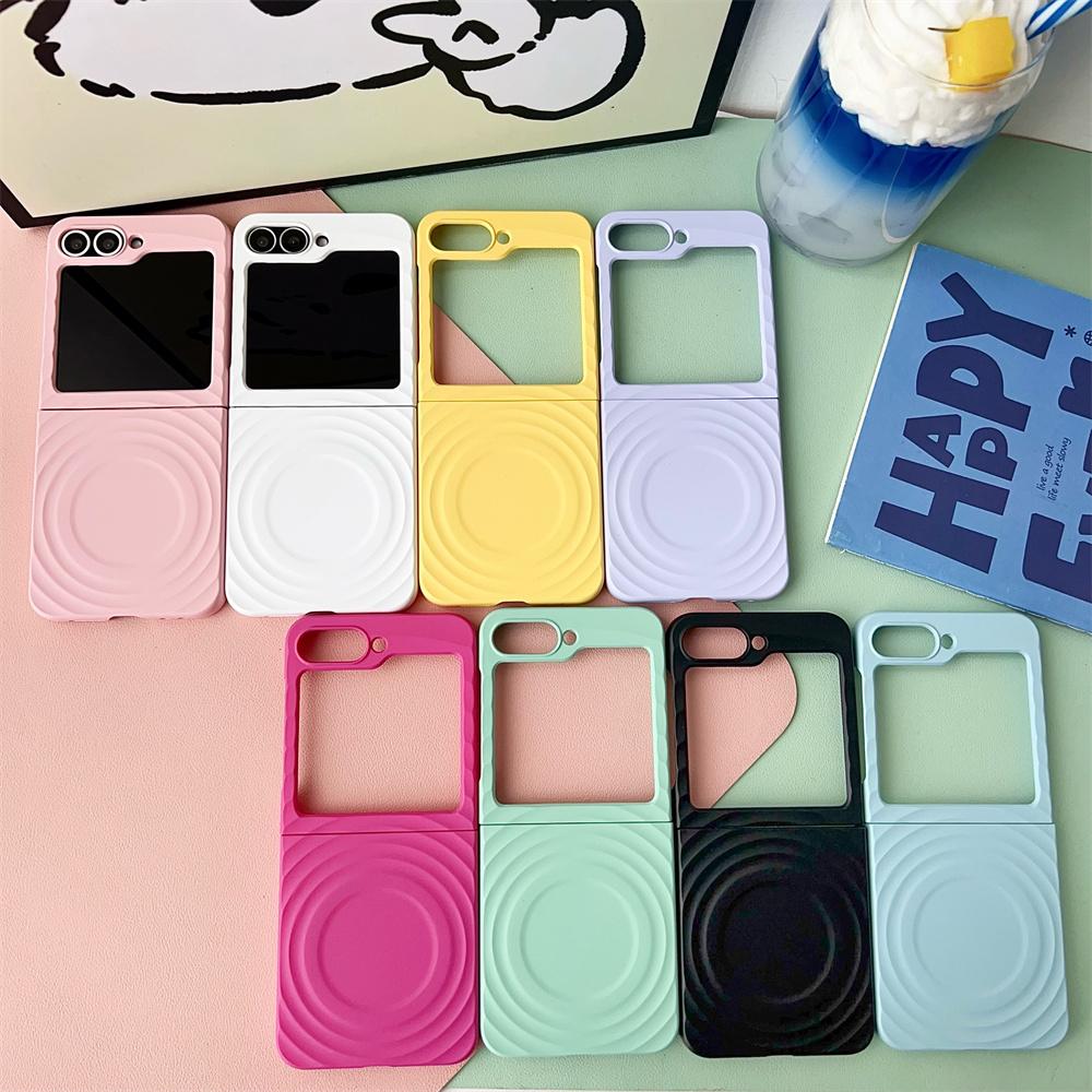 Wave Pattern Phone Case For Samsung Galaxy Z Flip 5 6 5G MagSafe Magnetic PC Shell Flip5 Flip6 Protective Back Cover