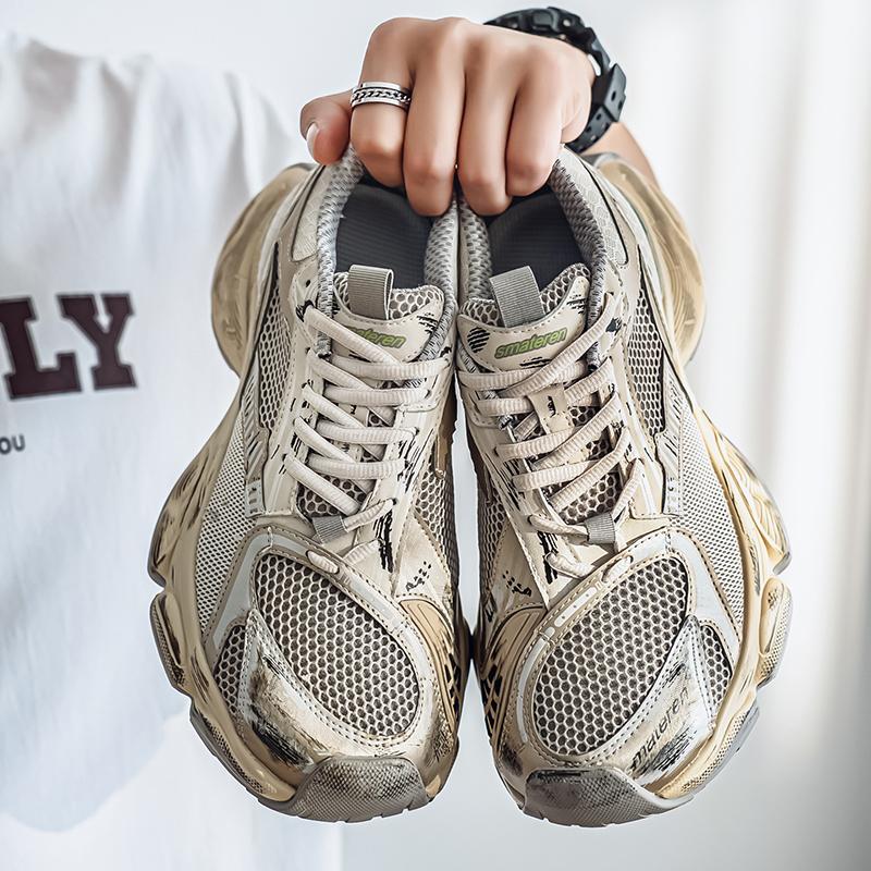 

Chunky Sneakers Mens Designer Easy Matching Sport Shoes Fashion Casual Leather Fabric Breathable Height Increased Platform Shoes 44 білий