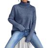Pulover cu guler înalt, casual, la modă, larg, toamnă-iarnă, cu umeri goi, top neregulat pentru femei