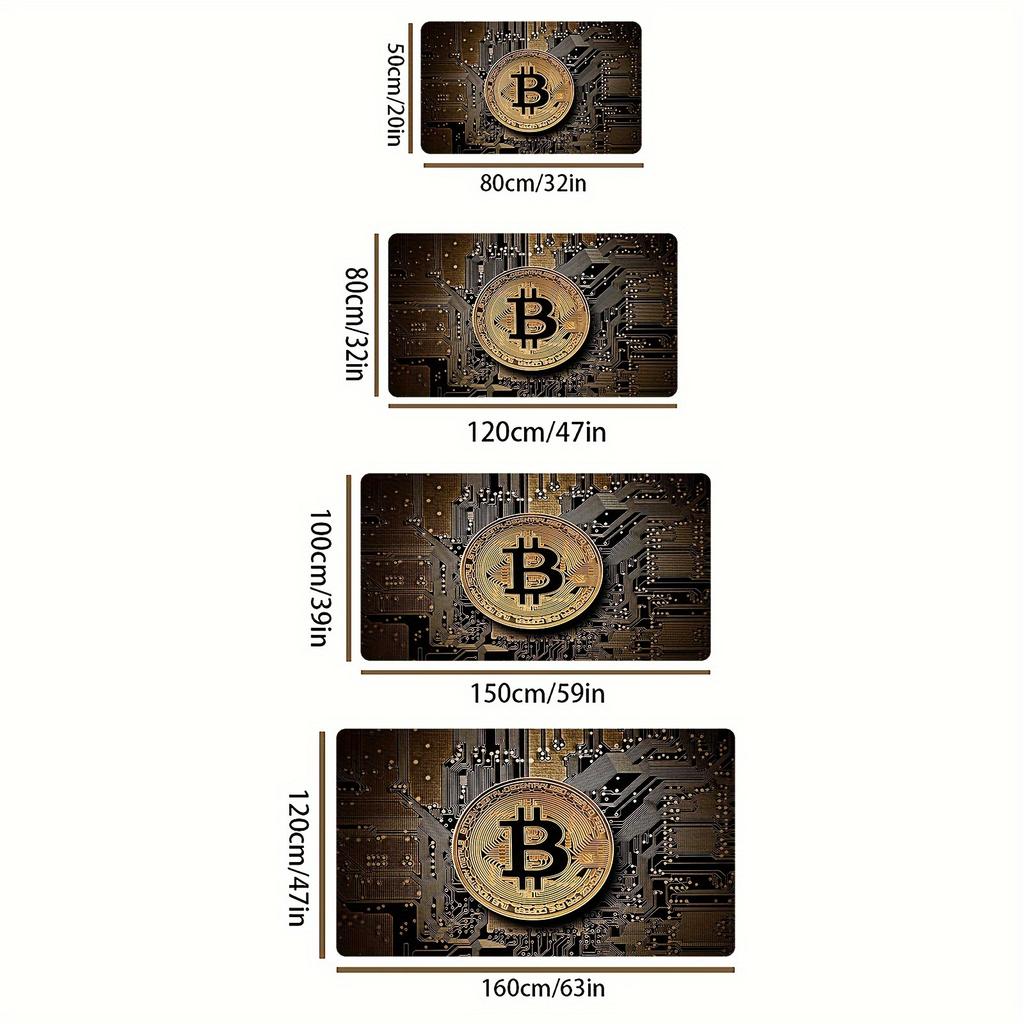 Bitcoin Pattern Area Rug, Non-Slip Mat for Kids' Room, Living Room, Bedroom, Game Room, Entryway, Bathroom, Home Decor