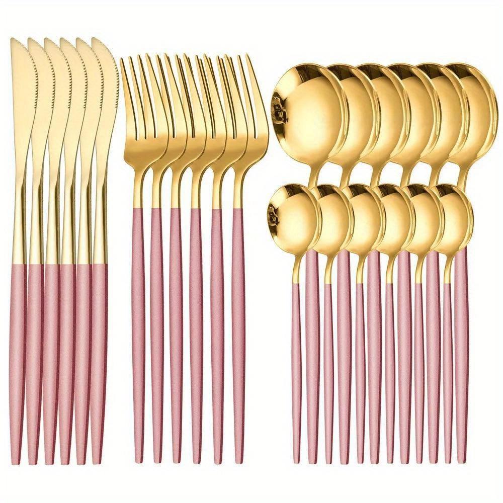 24-Piece Portugal Dinnerware Set - Flatware with Dishwasher Safe and Rust-Resistant Finish - Ideal for Kitchen Tableware and Everyday Dining