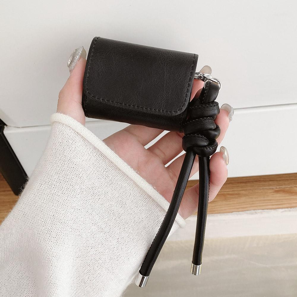 Luxury Gloss Black Coffee Colour Leather Headphone Bag For AirPods 4nd Generation Earphone Accessories For AirPods Pro 2 3 Case