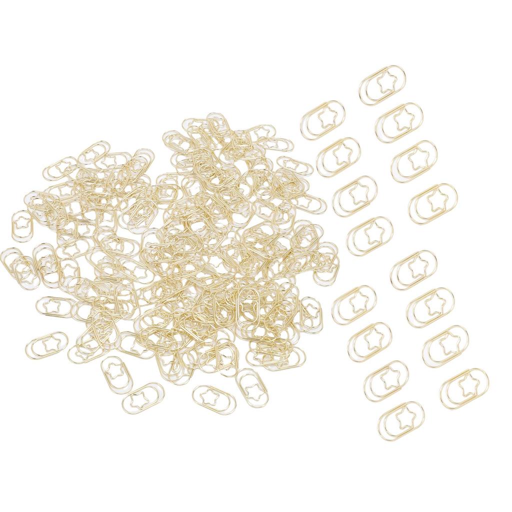 200 Pcs Star Shaped Paper Clips Gold Cute Fun Decorative Metal Bookmark Planner Clips with Transpare
