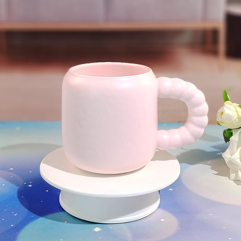 Candy-Colored Ceramic High-Value Men'S And Women'S Drinking Cups, Pearl Handles, Household Coffee Cups With Lids And Spoons