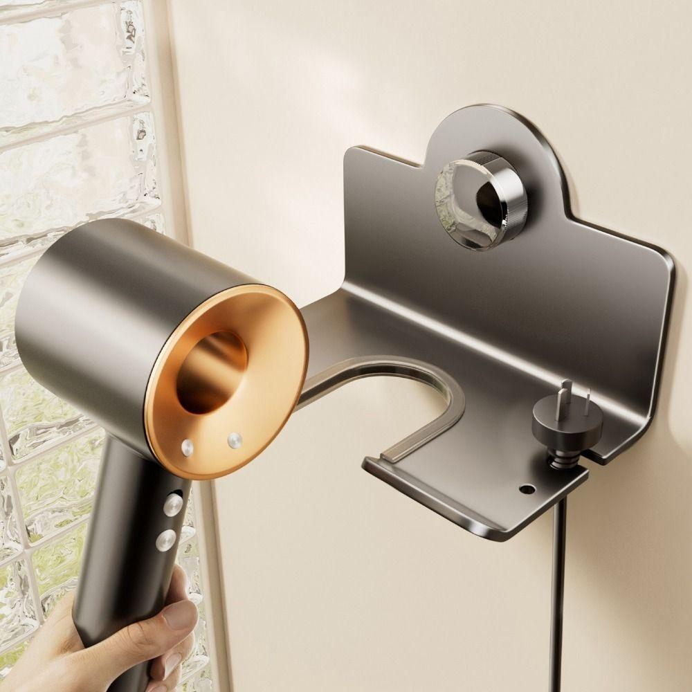 Carbon Steel Hair Dryer Bracket Punch Free Toilet Blower Holder Durable Hairdryer Stand for Home