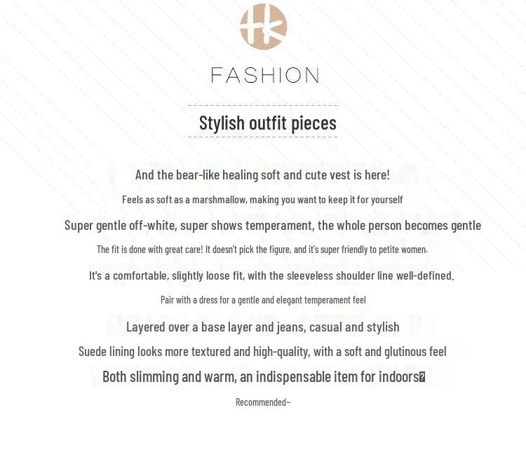 Damväst i kort lamull 2025 - Ny förtjockad plyschärmlös jacka för höst/vinter