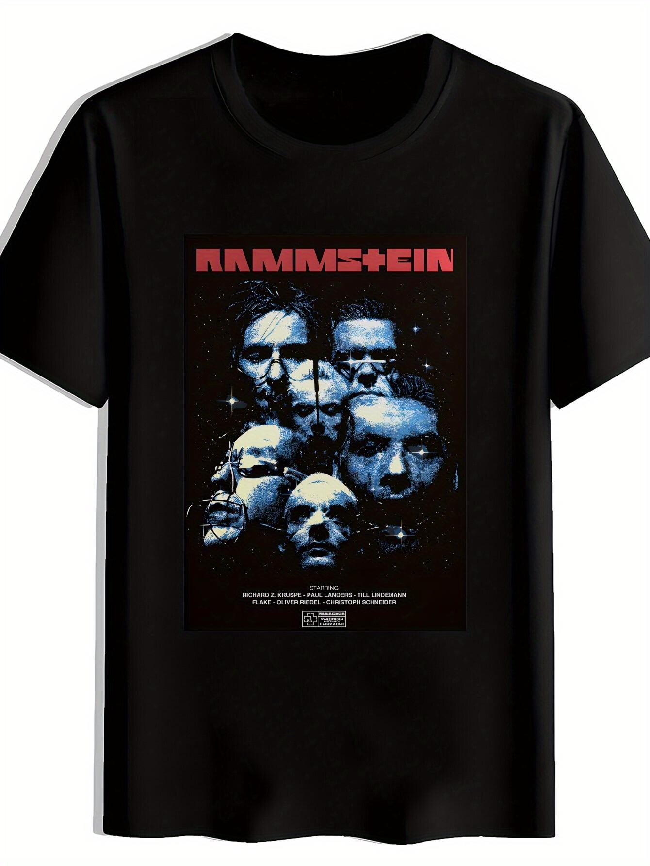 Черная футболка с графикой Rammstein - Повседневная футболка с круглым вырезом и коротким рукавом с логотипом группы XL