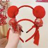 Rotes Haarband Neujahr Haarband Quaste Haarbällchen Rote Schleife Stirnband Blume Neujahr Haarschmuck Chinesischer Stil Kopfschmuck Mädchen