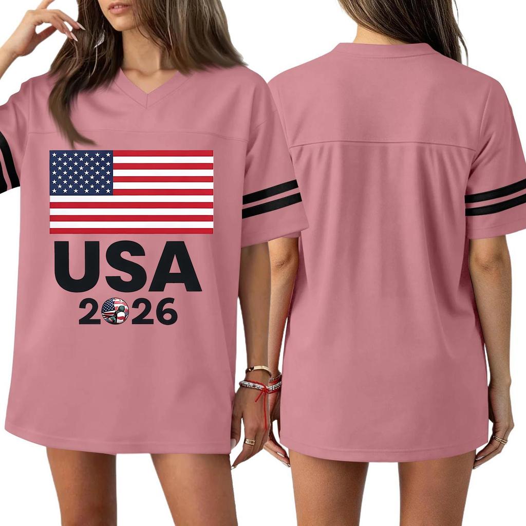 Women's Casual & Stylish V-Neck Sports — Print Short-Sleeve Athletic T-Shirt Top
