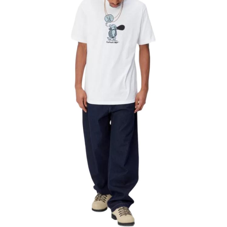 Carhartt WIP Original Thought T-Shirt Cartoon Print Crew Neck Short Sleeve Men T-Shirts White I032882-02-XX