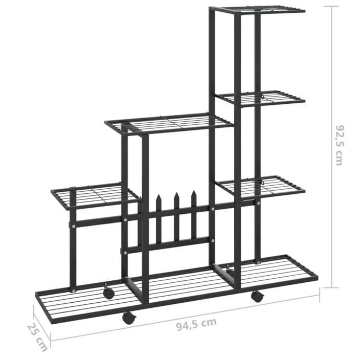 VidaXL Plant Stand On Wheels 94.5x25x92.5 Cm Black Metal