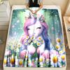 Cartoon Unicorns and Daisies Print Blanket Warm Soft Luxury Gifts for Children Adults Suitable for Home Sofa Bed Travel RV
