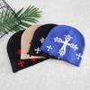 Knitted Hat For Men Women With Cross Pattern And Acrylic Material For Streetwear Style