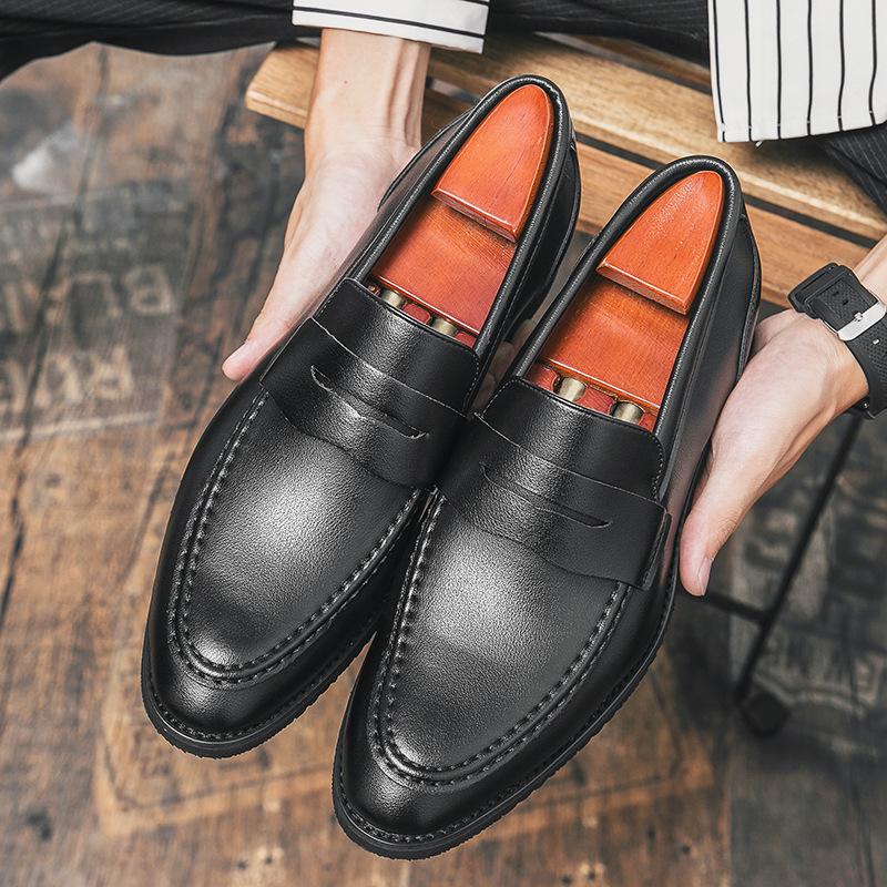 Summer British style high-end business dress casual leather shoes inner height increase CM lazy driving Doudou shoes