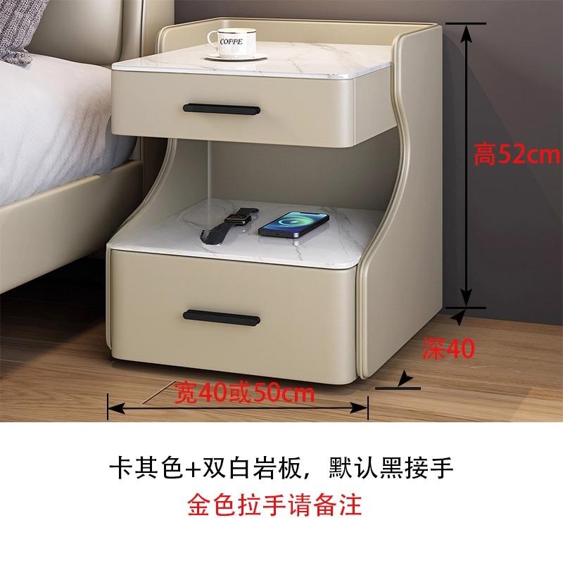 Smart Solid Wood Bedside Table,New Light Luxury Modern Style for 2025 Home Bedrooms,Compact Nightstand with Practical Storage