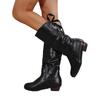 Large Size Women's Boots After Autumn and Winter, Lace-up Round Head Low Heel Leather Knight Boots Keep Warm, Same Color, Same Size Women's Boots