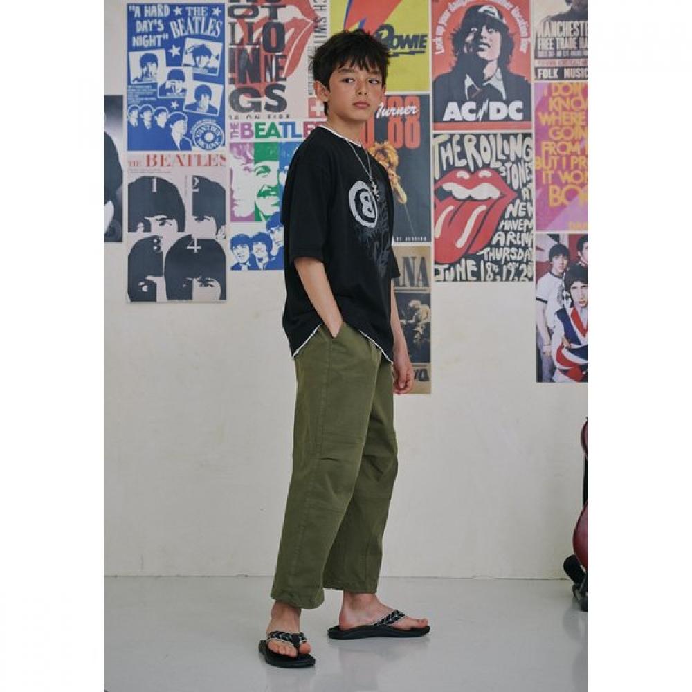 Bluetail Khaki Barrel Baggy Fit Woven Pants Aab1pt06kk
