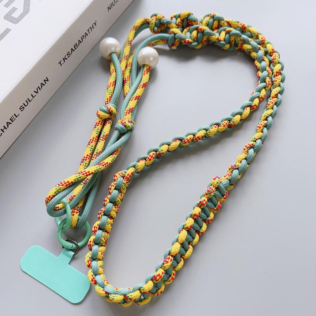 Cordelette tressée colorée réglable à quatre brins pour crossbody et porte-clés pour téléphone portable de filles