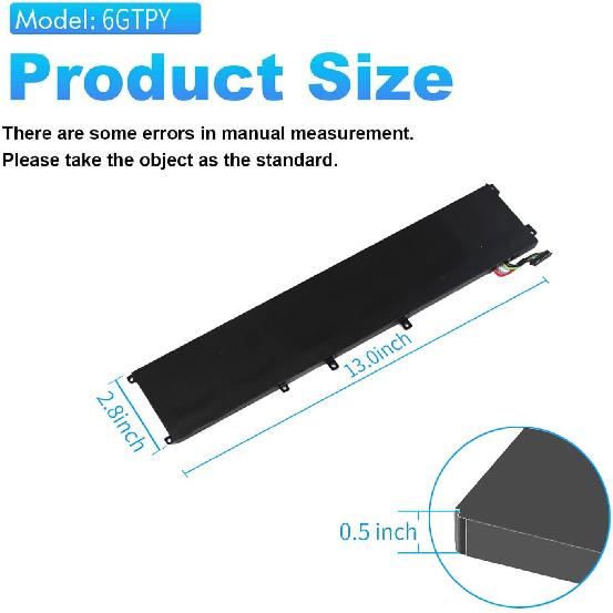 97WH 6GTPY Battery for Dell XPS 15 9550 9560 9570 7590 Precision 5510 5520 5530 5540 Vostro 7500 7590,Replacement 4GVGH GPM03 M2X4 5XJ28 05XJ28 5D91C