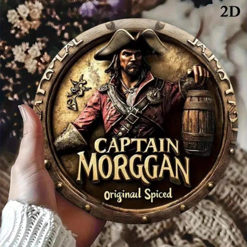 Pirate Wine Barrel Metal Wall Art Vintage Home Decor Sign for Bedroom Living Room