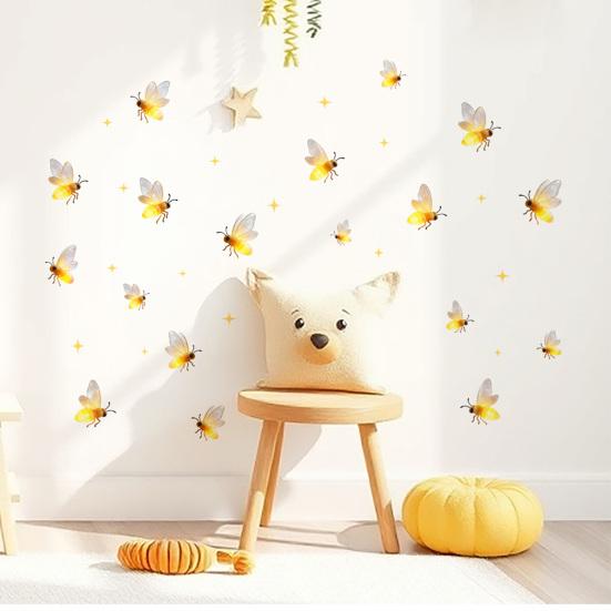 Adesivi Murali Lucciole Autoadesivi Impermeabili Insetti Decorazioni Murali Fai da Te Murales Decorativi per Camera da Letto Bambine Stanza dei Bambini Decorazione Asilo