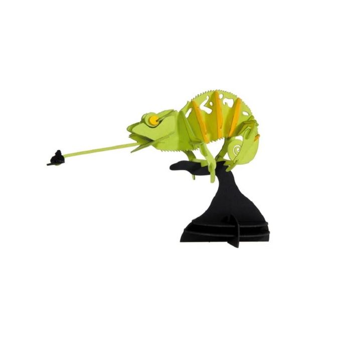 Maquette 3D en papier - FRIDOLIN - Caméléon vert - 14 x 9,5 x 4,5 cm - Activité créative - À partir de 8 ans