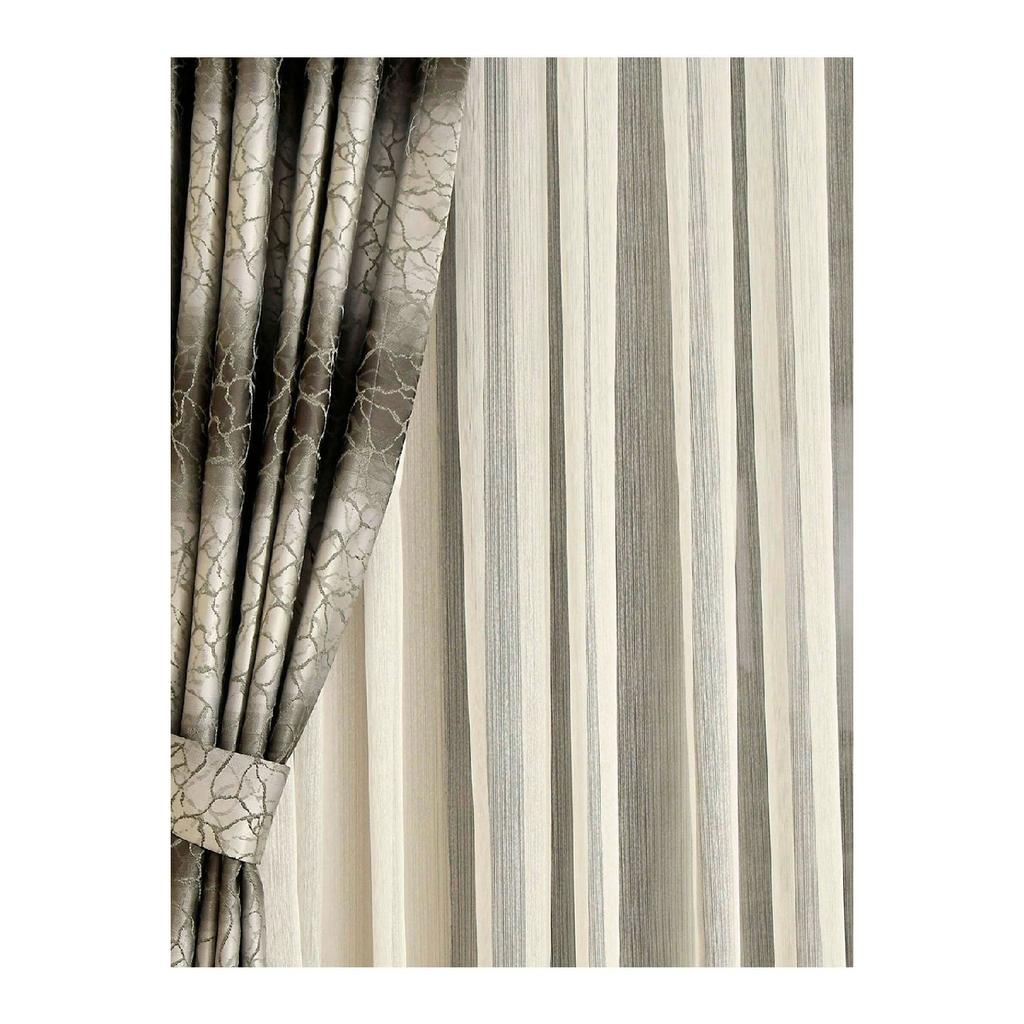 Leinen-10-Leinen-Streifen-Flachtüll-Vorhang ohne Falten