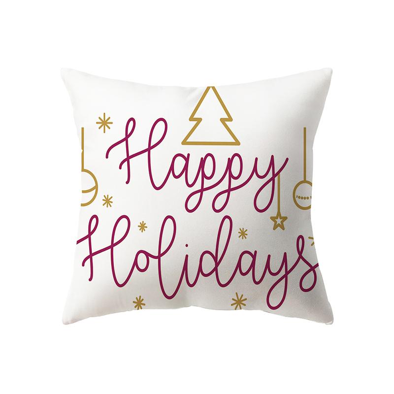 Merry Christmas Snowman Print Pattern Cushion Cover Home Living Room Sofa Decoration Square Polyester Pillow Pillow Cover