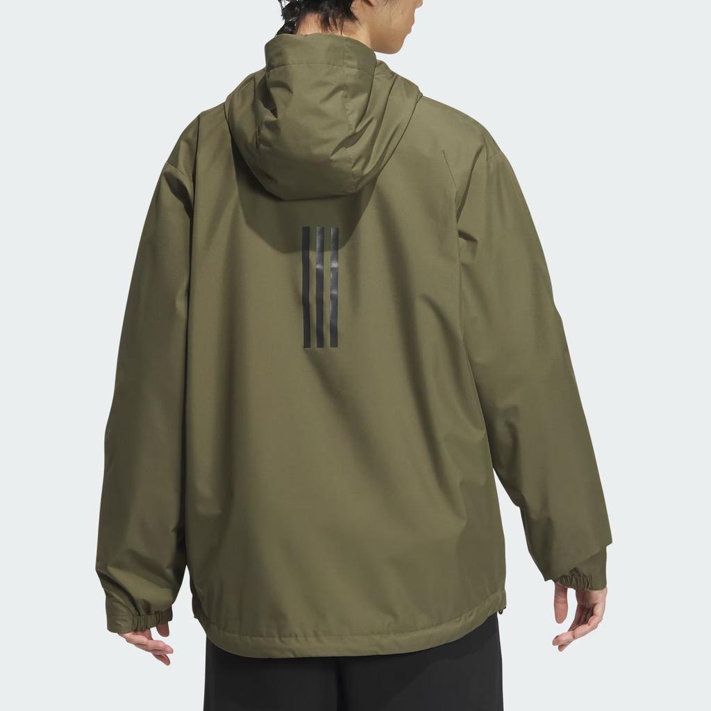 Adidas Woven Jacket Reflective Stripes Sports Casual Hooded Jacket Men Jackets Rock-Olive-Green JF0964