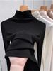 Damen Geripptes Langarm Rollkragen Schlankmachendes Basisschicht-Top