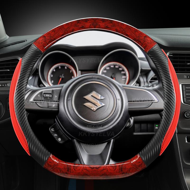 Mahogany Wood Grain D Shape Car Steering Wheel Cover For Suzuki Swift Dzire 2017 2018    2022 Sport Auto