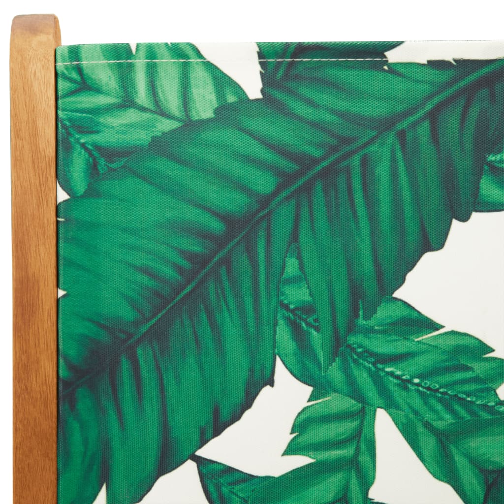Garden Chairs 2 pcs Leaf Pattern Solid Acacia Wood & Fabric