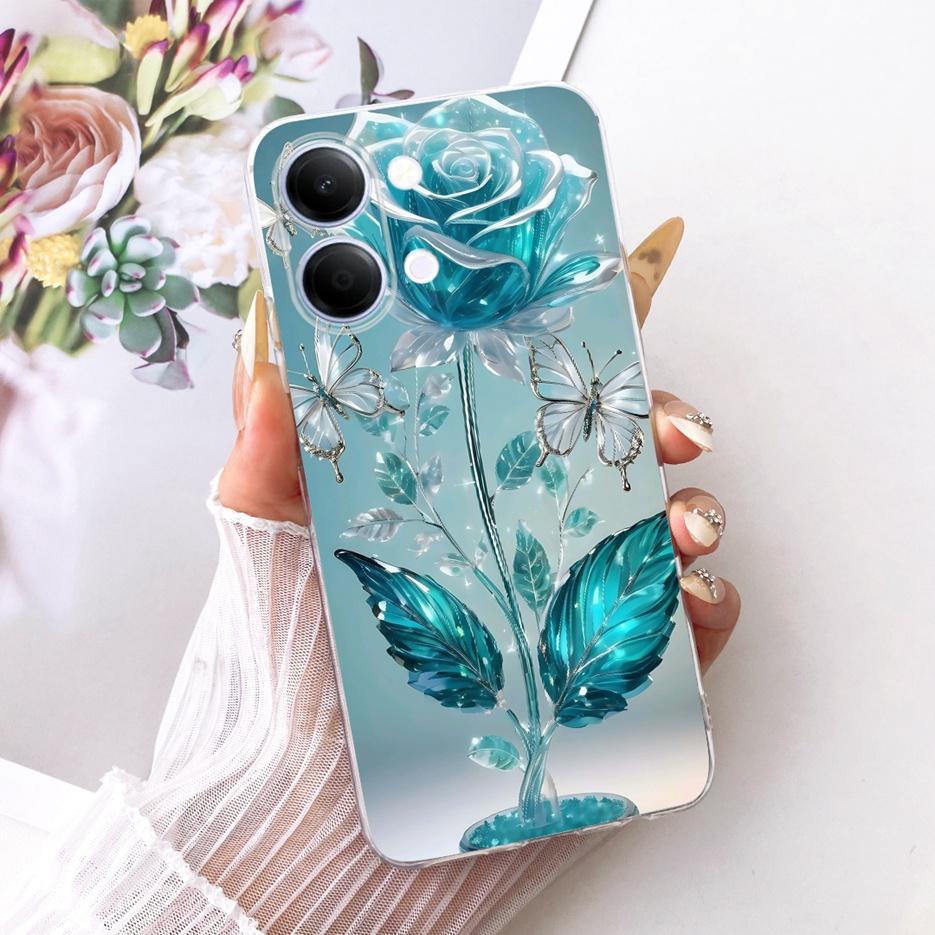 For Vivo Y05 4G Case Colorful Flowers Painted Cover Clear Silicone Soft Slim Phone Case For Vivo Y11d Y 05 VivoY05 VivoY11d Bags