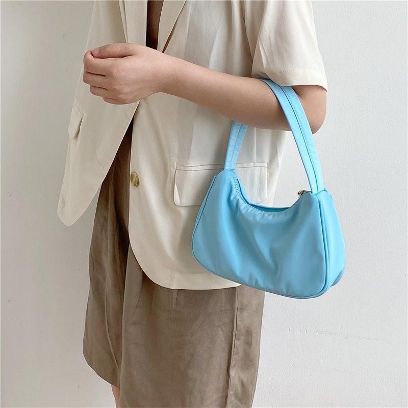 Trendy Urban Minimalist Small Nylon Handheld Bag For Women Available In Elegant Shades