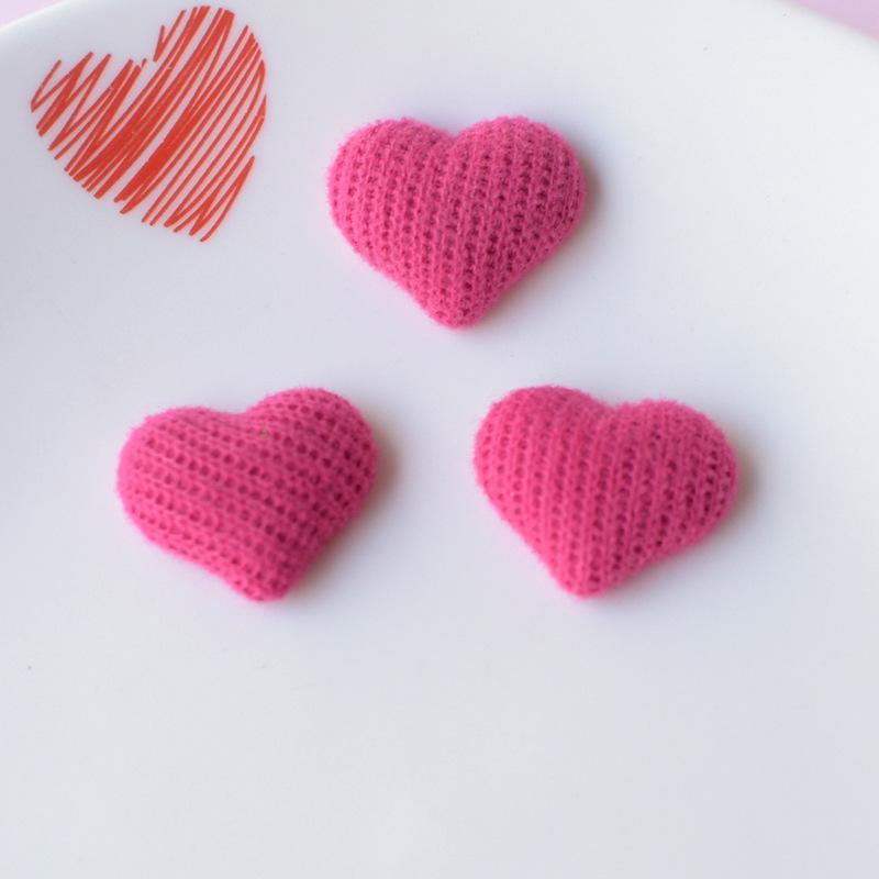 

10Pcs Cute Heart-shaped Knitted Fabric Wrap Accessories for DIY Hair Clips Hairpins Girls DIY Handcrafted Flatback Decoration About 20mm