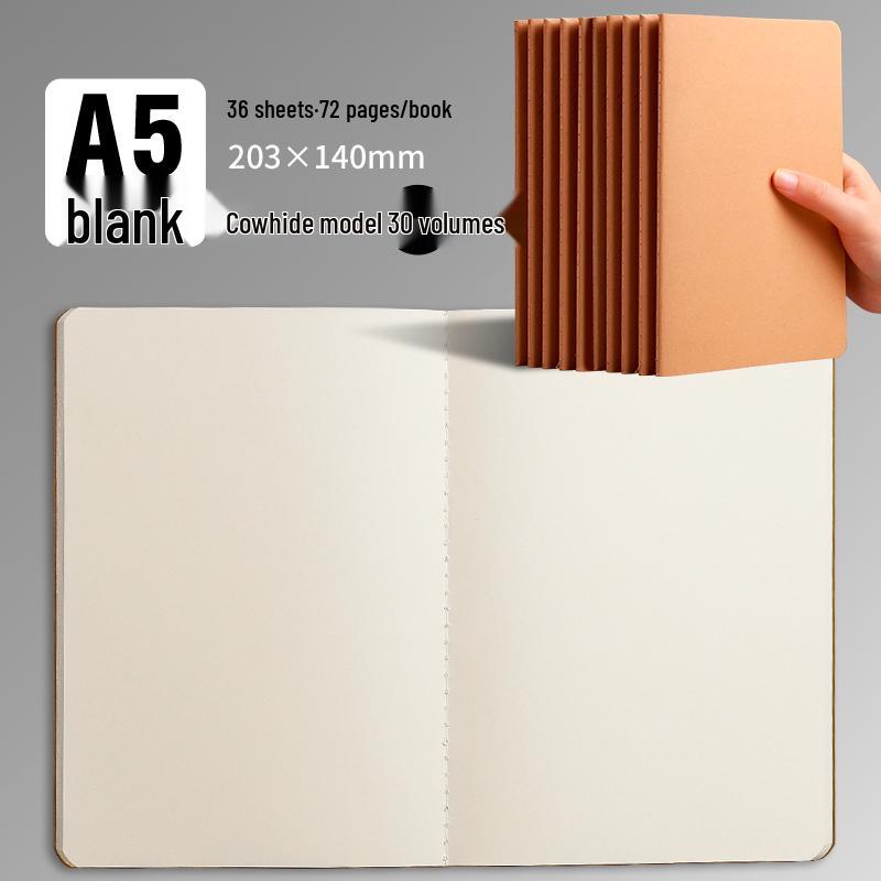 100-Page A5/B5 Black Cowhide Notebook for College Students