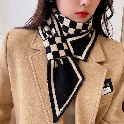 Qiandongge Small Scarf Women's Autumn and Winter Versatile Tide Thickened Warm Decorative Neck Protection Neck Scarf