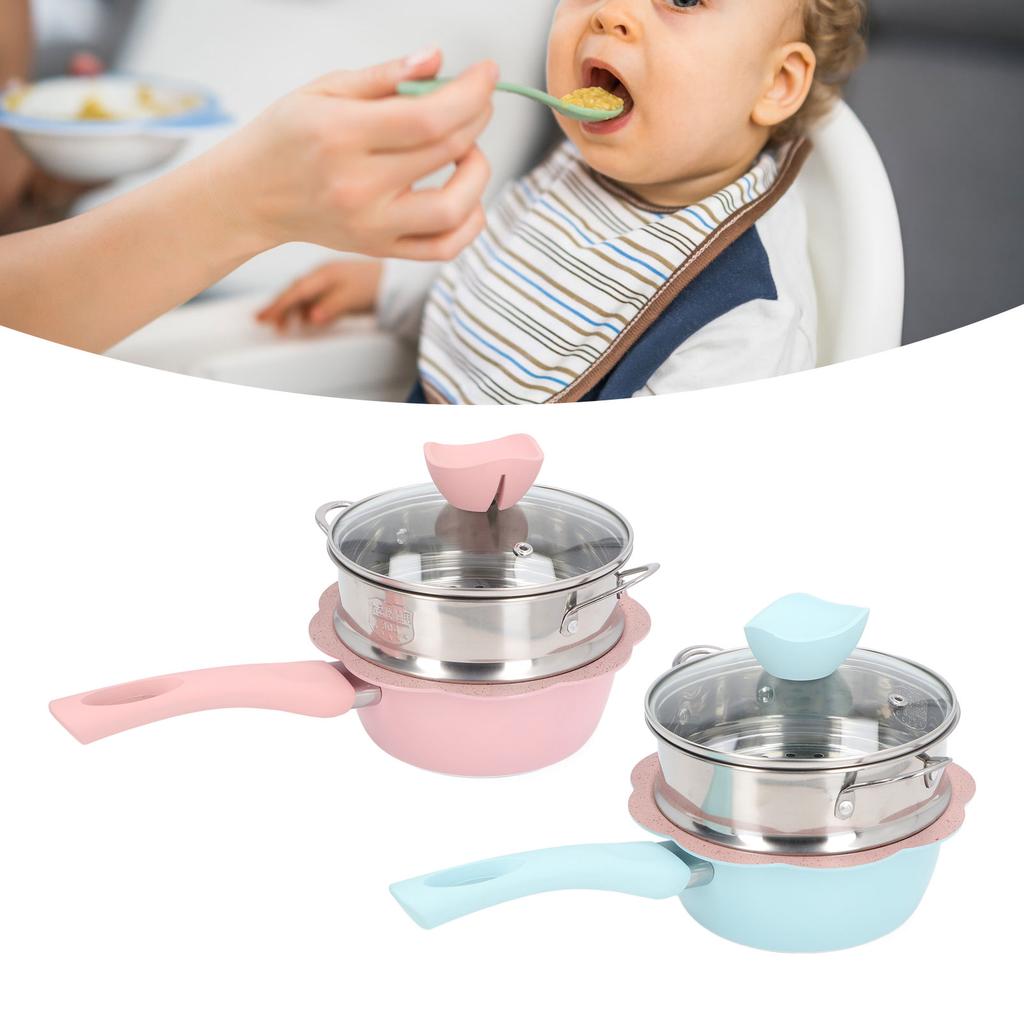 Casserole Polyvalente Avec Couvercle Transparent Panier Vapeur Poignées Résistantes à la Chaleur Revêtement Antiadhésif Casserole Pour Cuisson Sauce Casserole à Lait Pour Aliments Sains