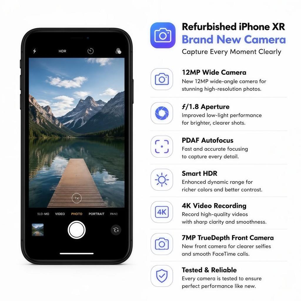 Refurbished Apple iPhone Xr 6.1'' 3GB RAM 64GB ROM Black 4G LTE Unlocked Smartphone With Single SIM