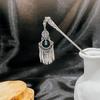 Turquoise Tassel Hanfu Hairpin with Hollow Flower Design