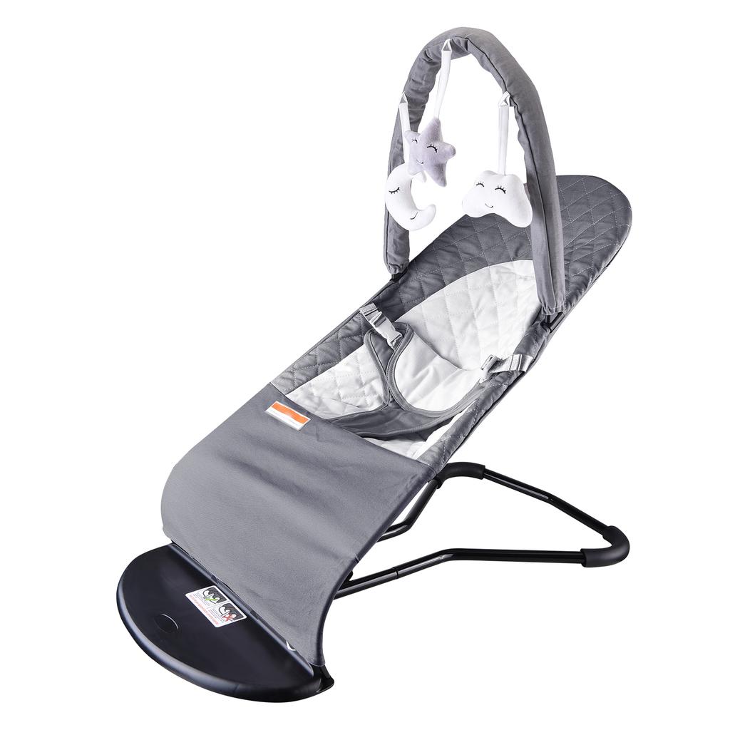Portable Baby Bouncer, Foldable Baby Rocker Chair, Infant Soothing Seat with 3 Adjustable Recline Angles, Detachable