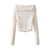 2025 Spring Women's One-Shoulder Long-Sleeve Ripped Knitted Sweater