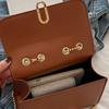 Small Leather Crossbody Bag with Chain Strap PU Shoulder Bags Evening Bag Casual Satchel Purse for Daily Essential  Black