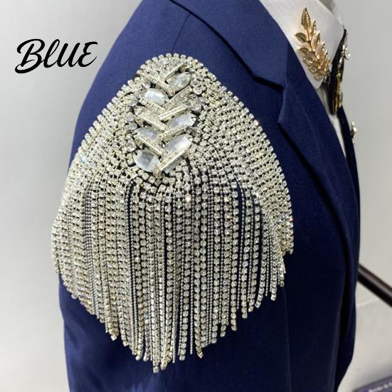 Fringe Shoulder Brooch 1/2Pcs Rhinestone Tassel Epaulet Men Women Uniforms