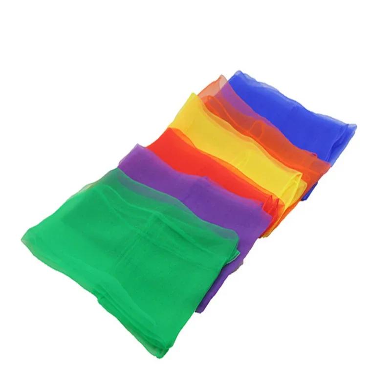 Kindergarten Performance Dance show silk scarf Candy-colored solid scarf Women Summer Spring Transparent Square Chiffon Scarves