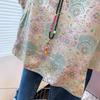 Wear a high-end satin printed shirt 2025 summer thin retro shirt T-shirt