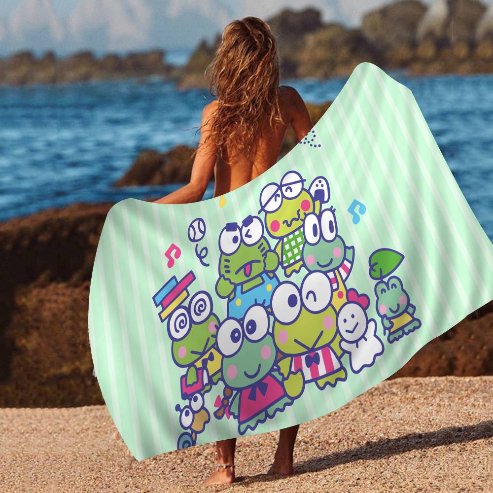 Cartoon K-KeroppiS Cute Anime Beach Swimming Towel Soft Absorbent Washcloth Children s Gifts For Kids Travel Camping Gym W40*H60(CM)