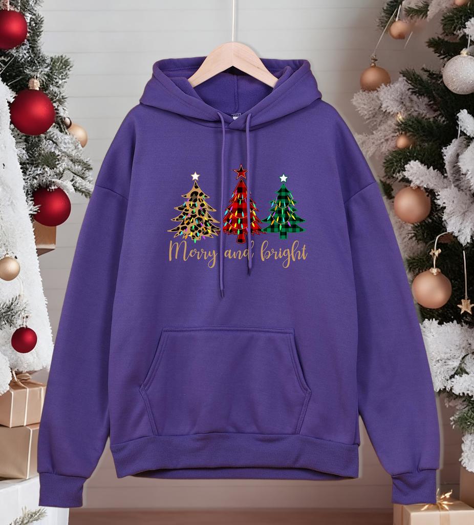 Merry Christma Funny Trees Printing Hoodies Men Hip Hop Fleece Hoody Pocket Comfortable Male Pullovers Autumn Loose Man Clothes